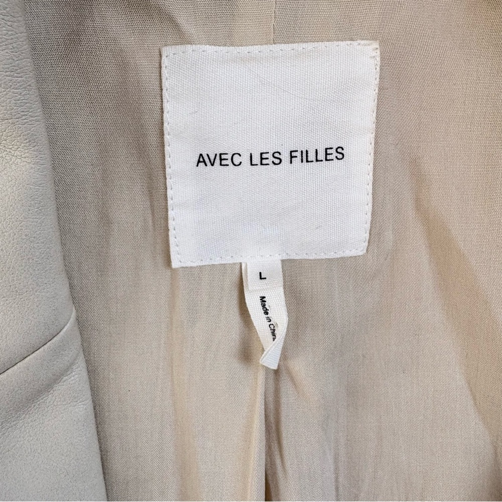 structured cream faux leather boyfriend blazer by Avec Les Filles - Picture 4 of 6
